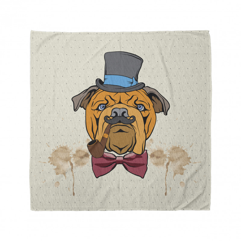 Bulldog Bandana Pipo İçen Ciddi Köpek Kafası