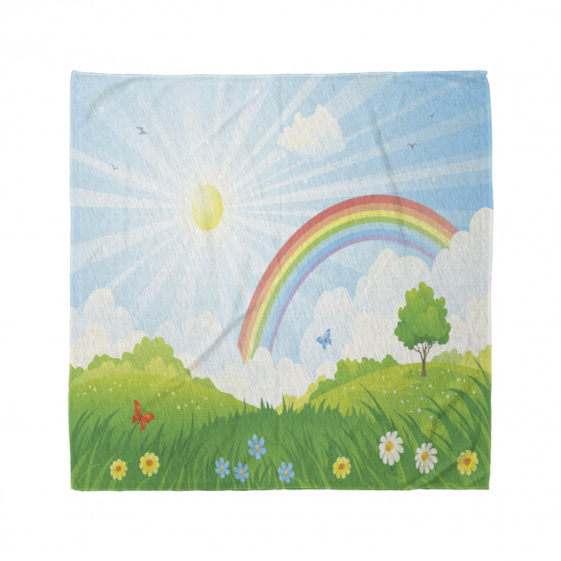 Sun and Rainbow Flowers Bandana