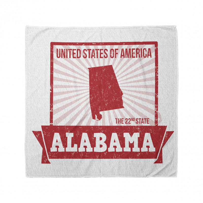 Alabama Bandana Tek Renk Zeminde Amerikan Eyaleti Çizimi