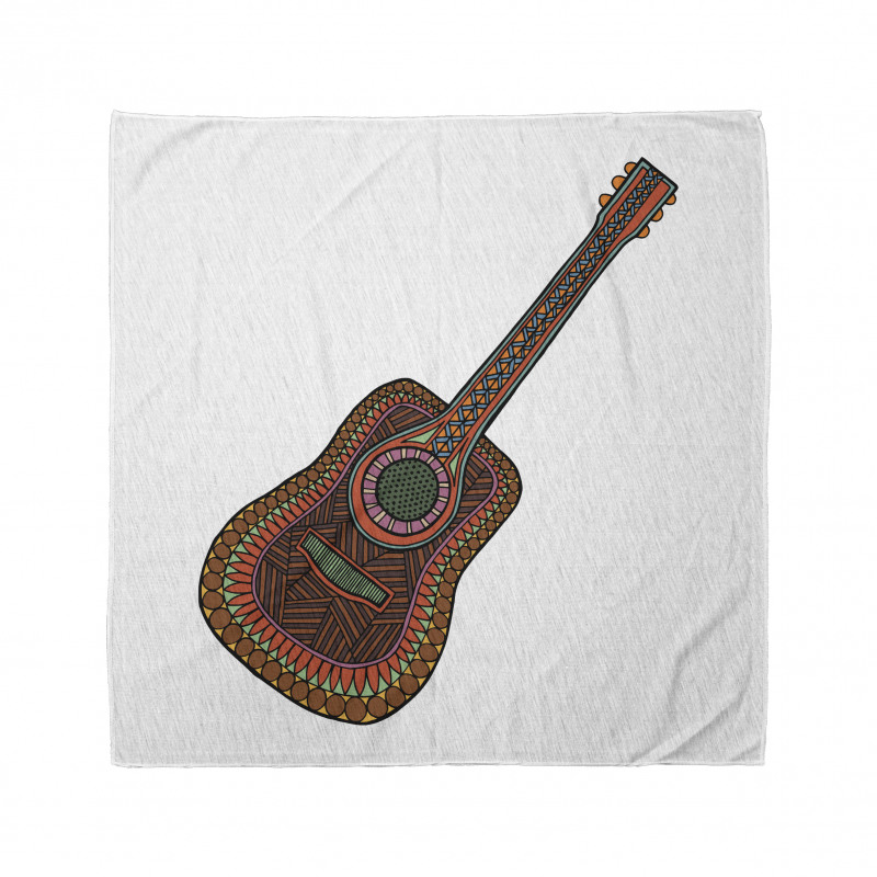 Müzik Bandana Pastel Tonlarda Motiflerle Döşenmiş Gitar