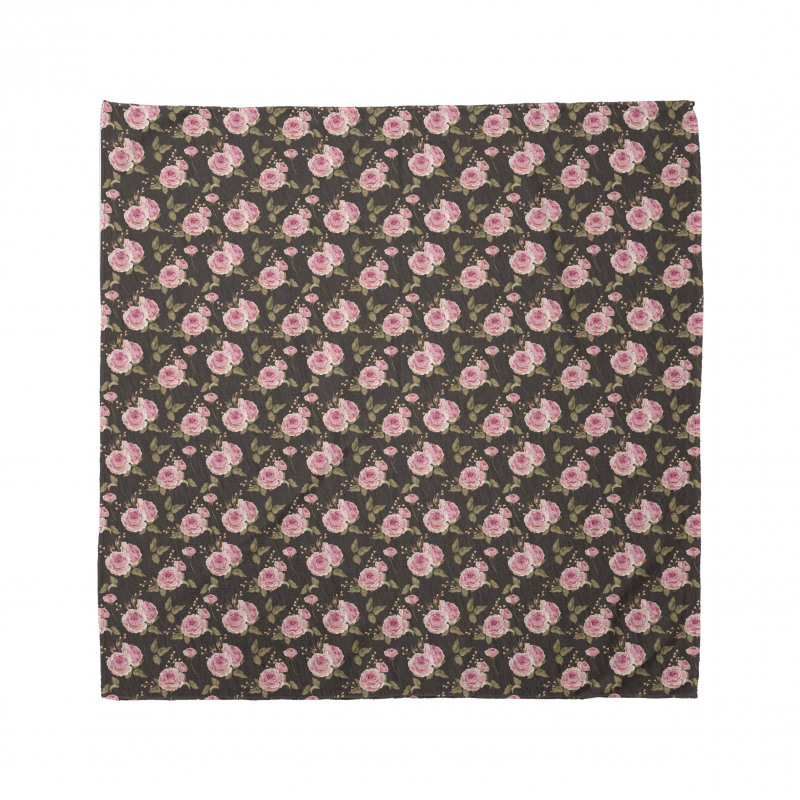 Floral Bandana Vintage Nostaljik Pembe Güller Desenli Şık