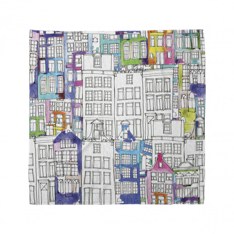 Watercolor Sketch Houses Bandana