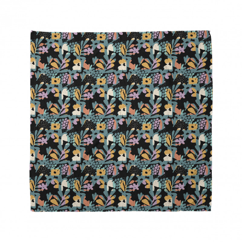 Soyut Bandana El Çizimi Floral Sanatsal Şekiller Desenli