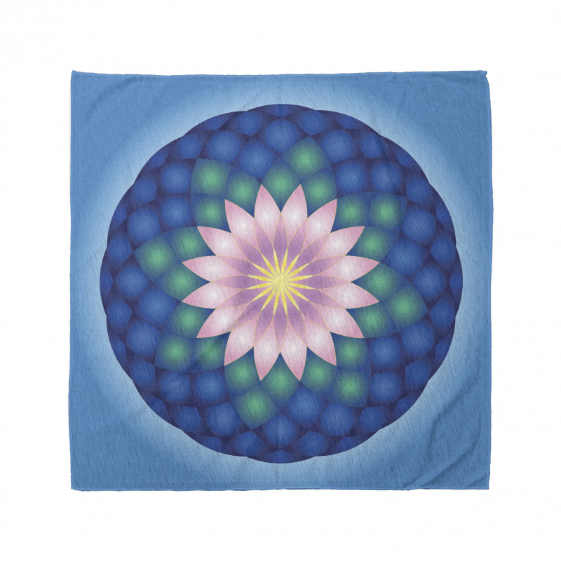 Meditasyon Bandana Mandala Ortasındaki Lotus Çiçeği Desenli