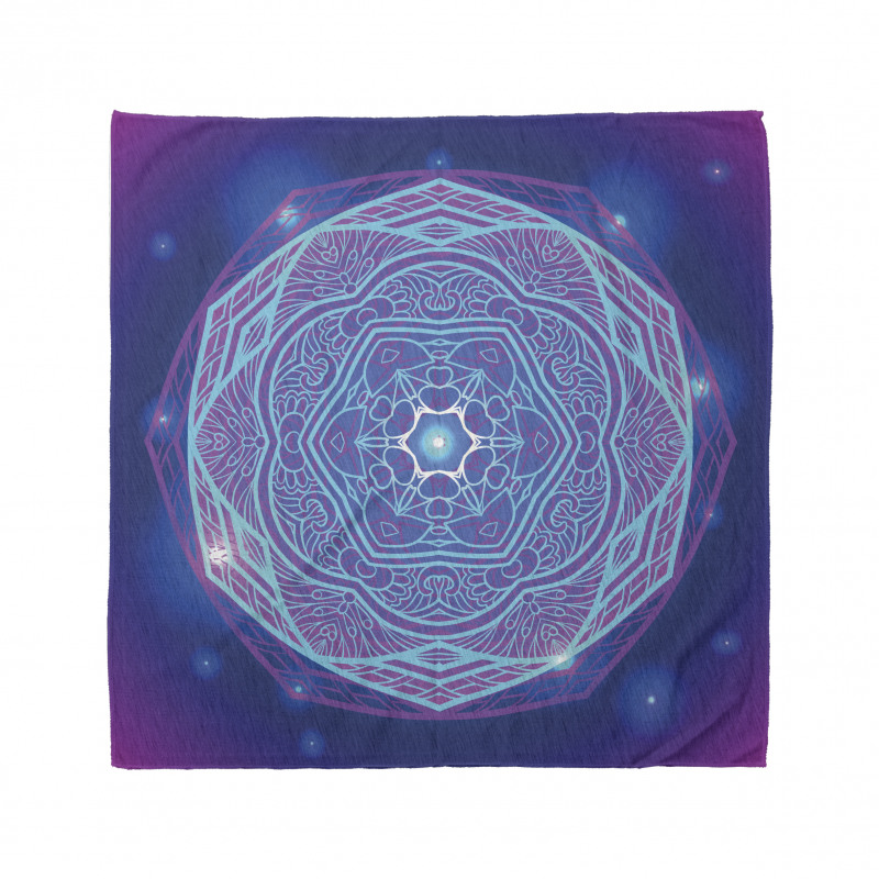 Geometrik Bandana Neon Renkli Mandala Desenli Pembe Mavi