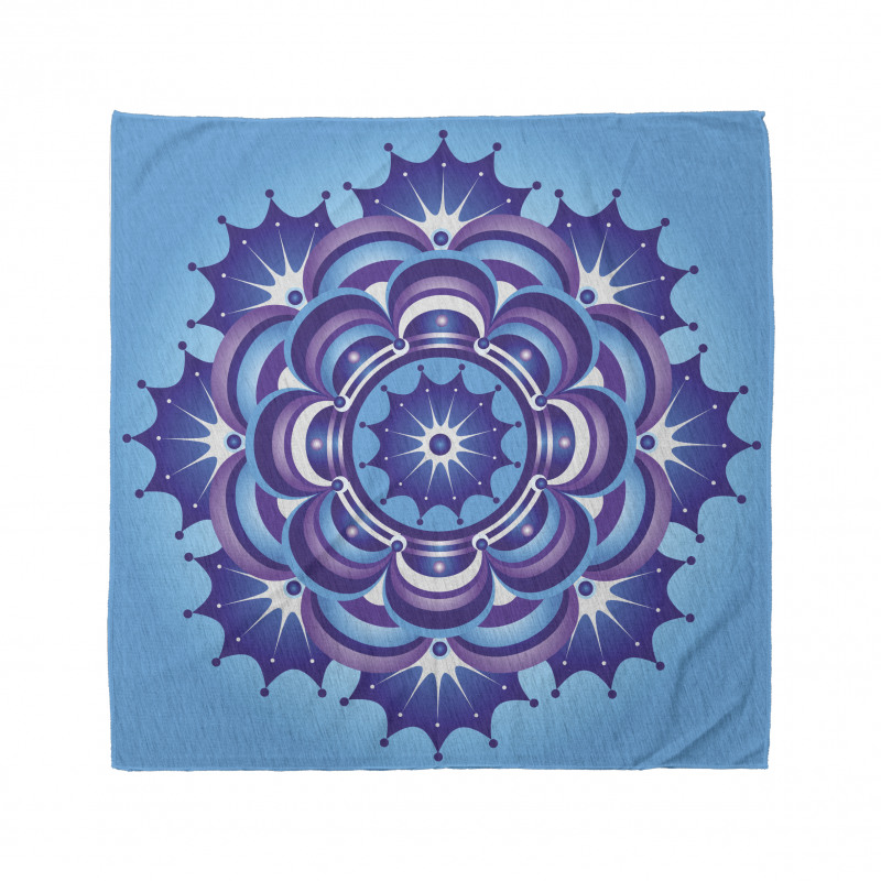 Meditasyon Bandana Mavi Fon Üzerinde Mor Mandala Desenli