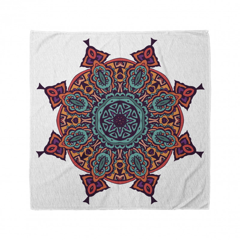 Vintage Bandana Beyaz Fon Üzerindeki Süslemeli Mandala