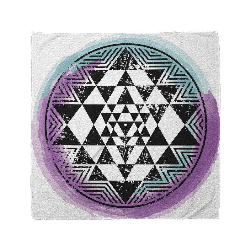 Meditasyon Bandana Geometrik Suluboya Mandala Desenli Beyaz