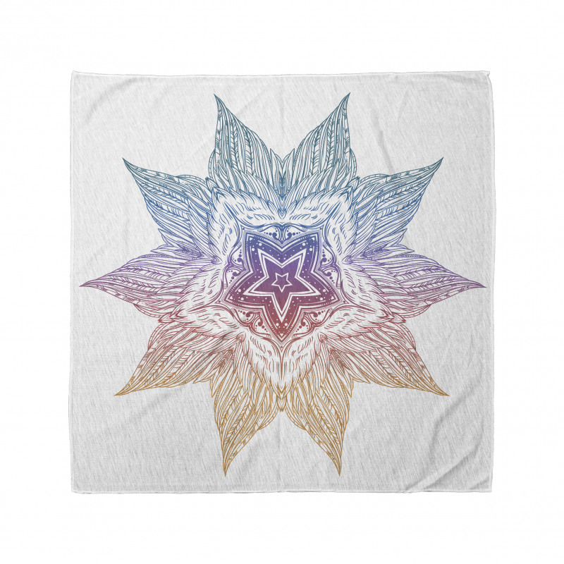 Vintage Bandana Ortasında Yıldız Bulunan Mandala Desenli