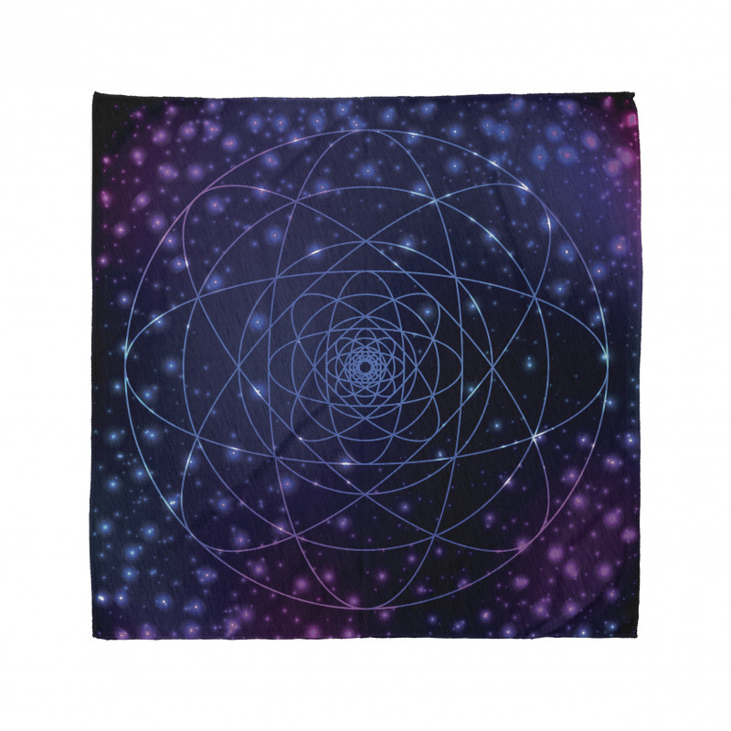 Geometrik Bandana Mistik Evren ve Mandala Desenli Mavi