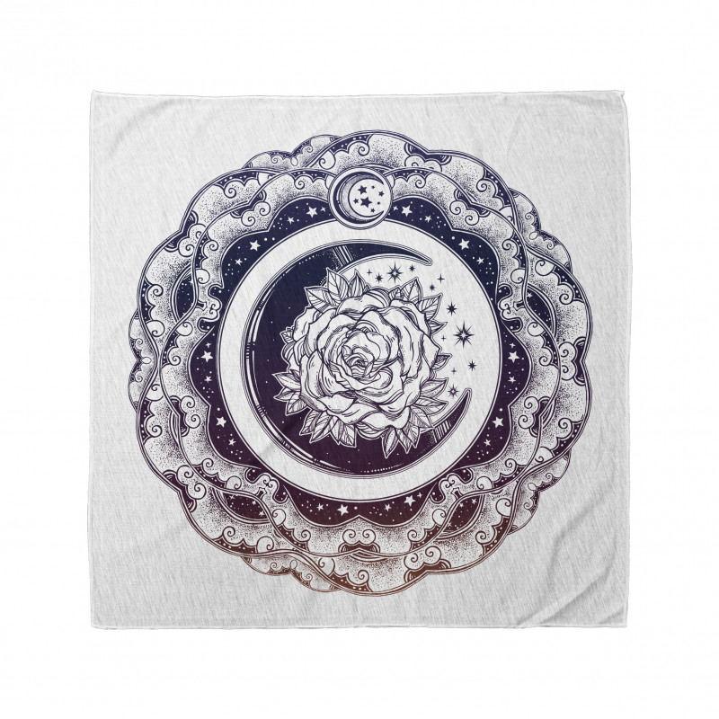 Meditasyon Bandana Aylı ve Yıldızlı Mandala Desenli Güllü