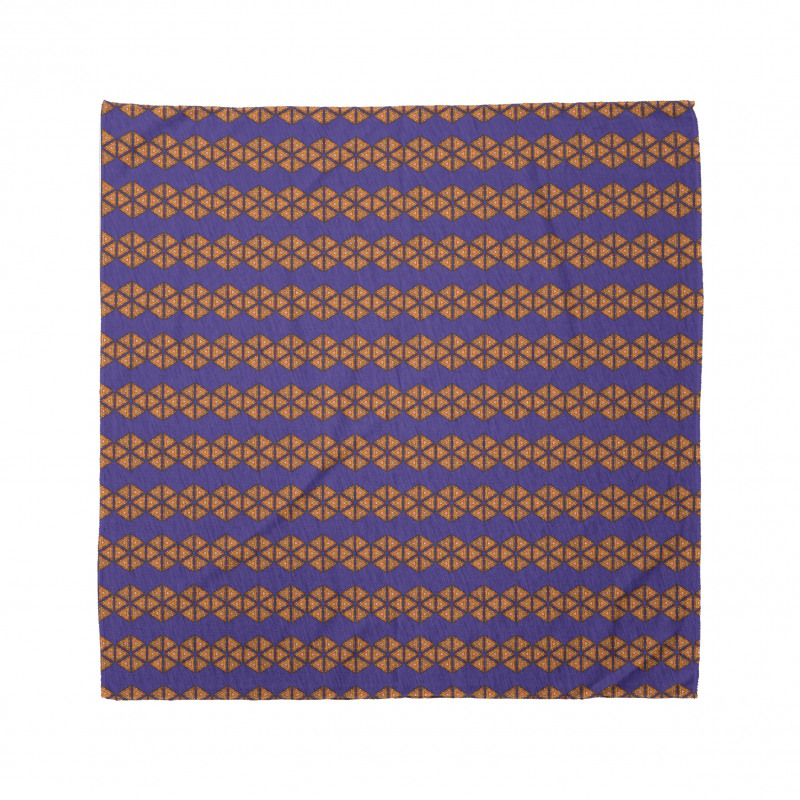 Geometrik Bandana Üçgenlerden Altıgenler Desenli Mor Sarı