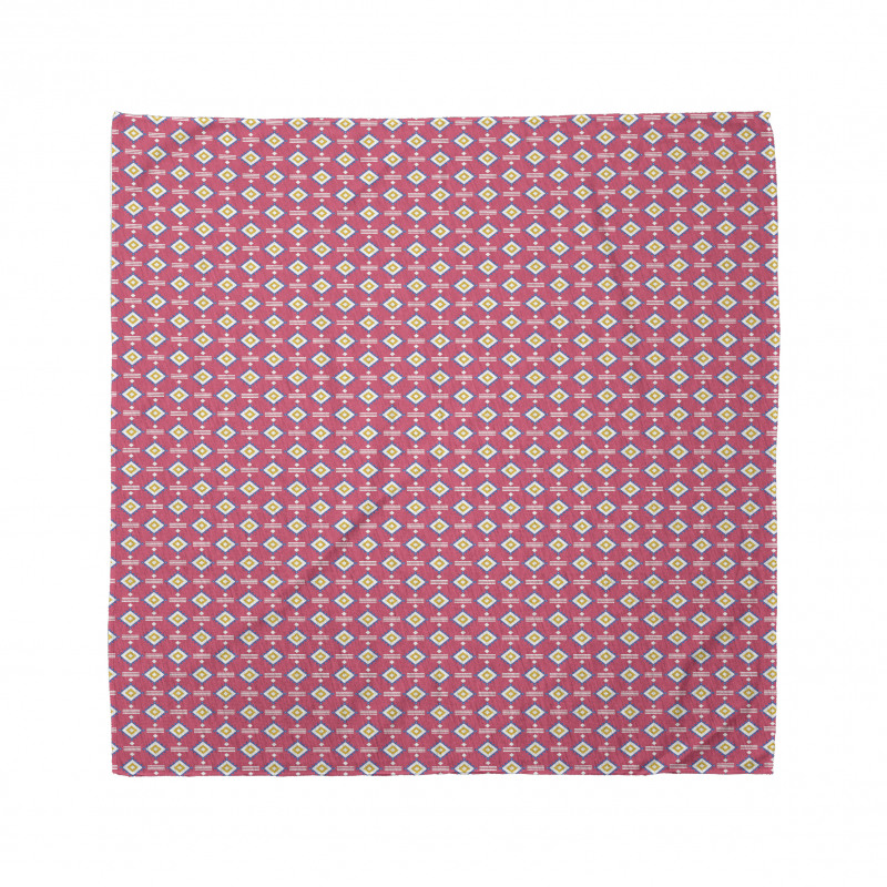 Otantik Bandana Pembe Fonlu Dörtgenler Desenli Çokgen Kilim