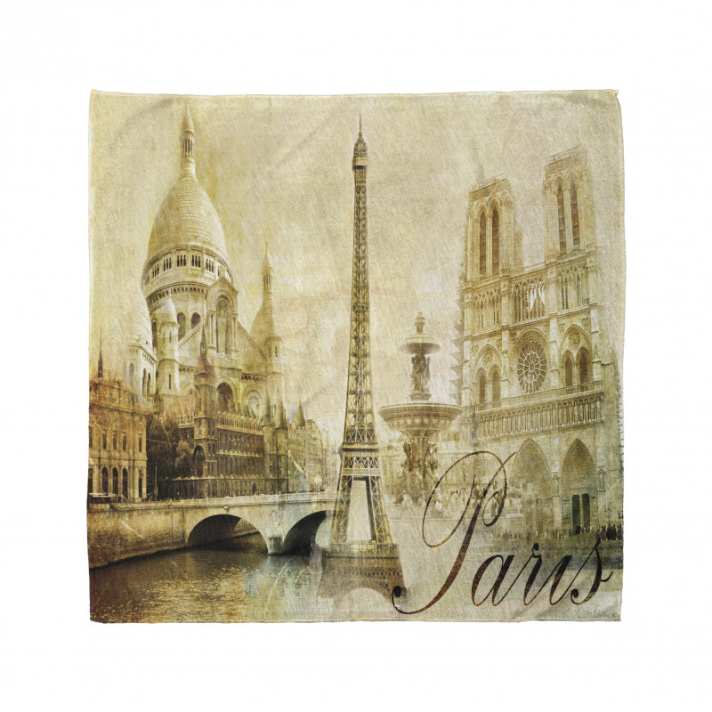 Retro Bandana Nostaljik Paris Desenli