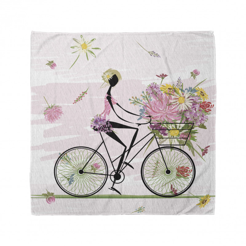 Girl Riding Bike Flowers Bandana