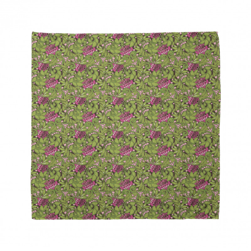 Floral Bandana Vintage Bahar Dalları ve Pembe Çiçekler