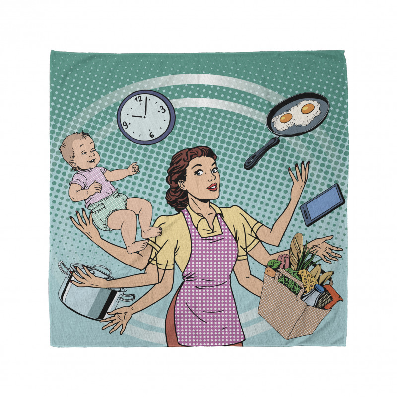 Pop Art Busy Woman Housework Bandana