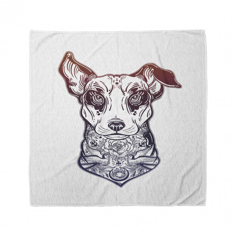 Vintage Bandana Etnik Desenler ile Detaylı Köpek Portresi