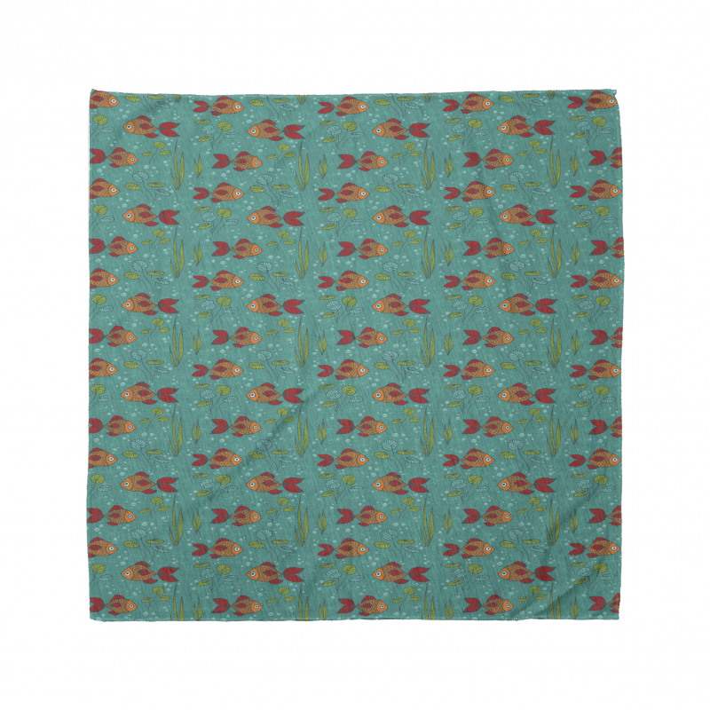 Hand-drawn Fishes Plants Bandana