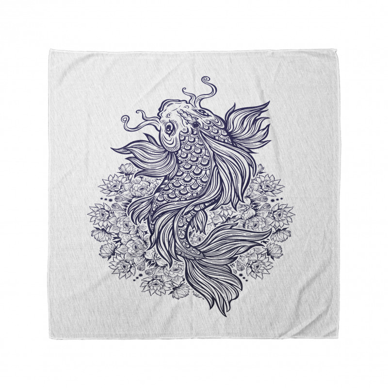 Koi Carp in Dark Blue Tone Bandana