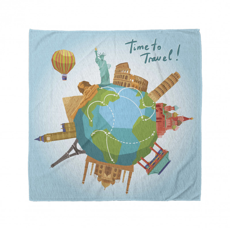 World Landmarks Around Globe Bandana