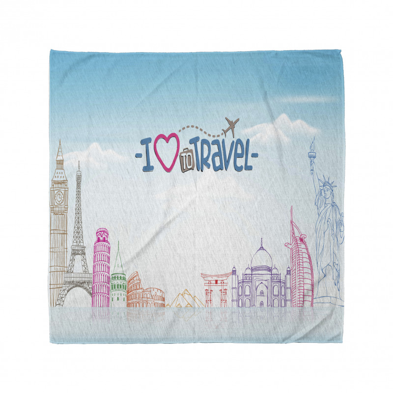 I Love to Travel Words Sky Bandana