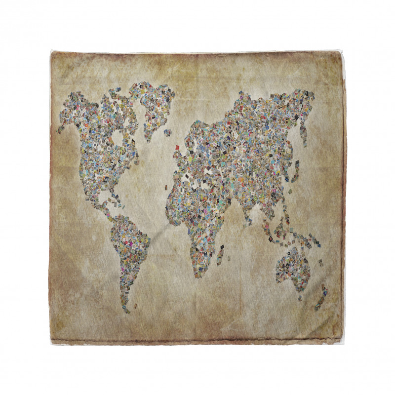 Vintage Collage World Map Bandana