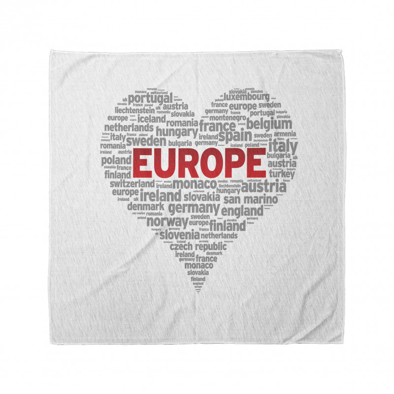 European Country Names Heart Bandana