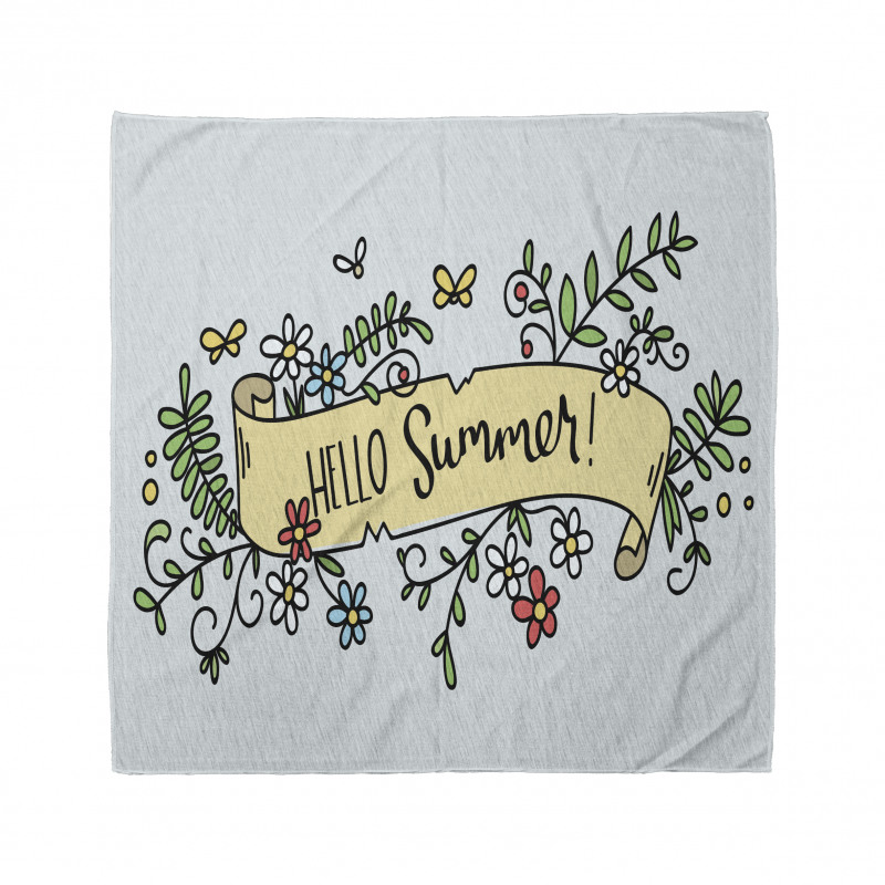 Sevimli Bandana Hello Summer Yazılı Kenarları Çiçekli İkon