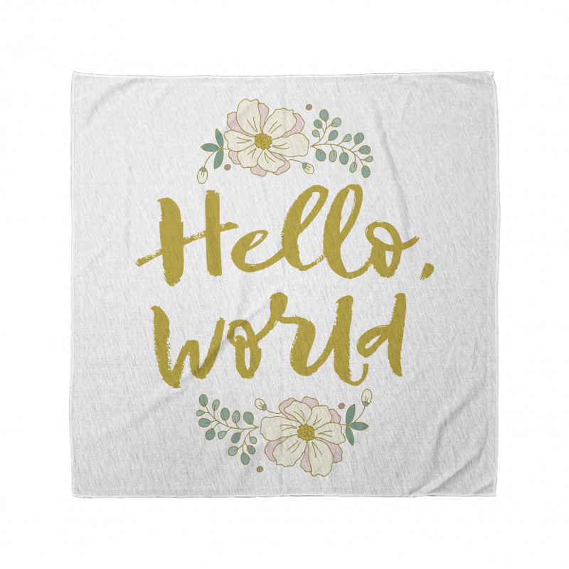 Floral Hello World Lettering Bandana