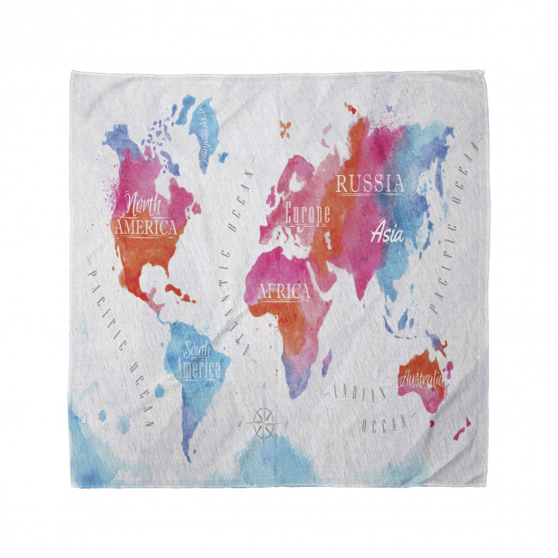 Watercolored World Map Bandana