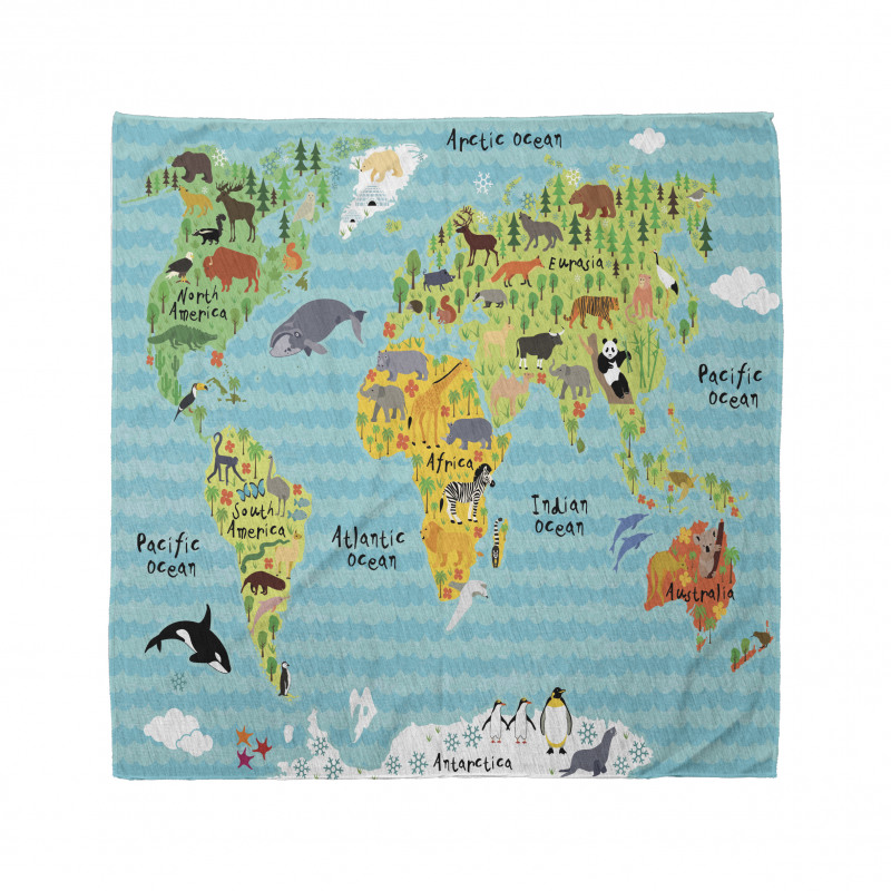 Kids World Map of Animal Bandana