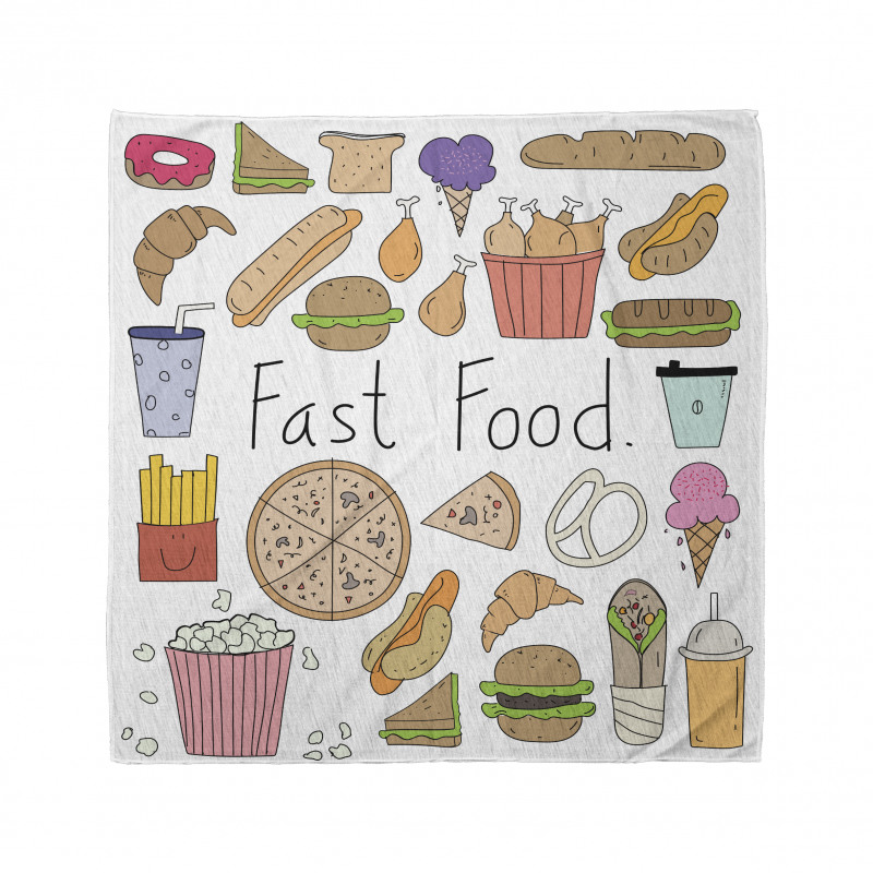 Fast Food Lettering Doodle Bandana