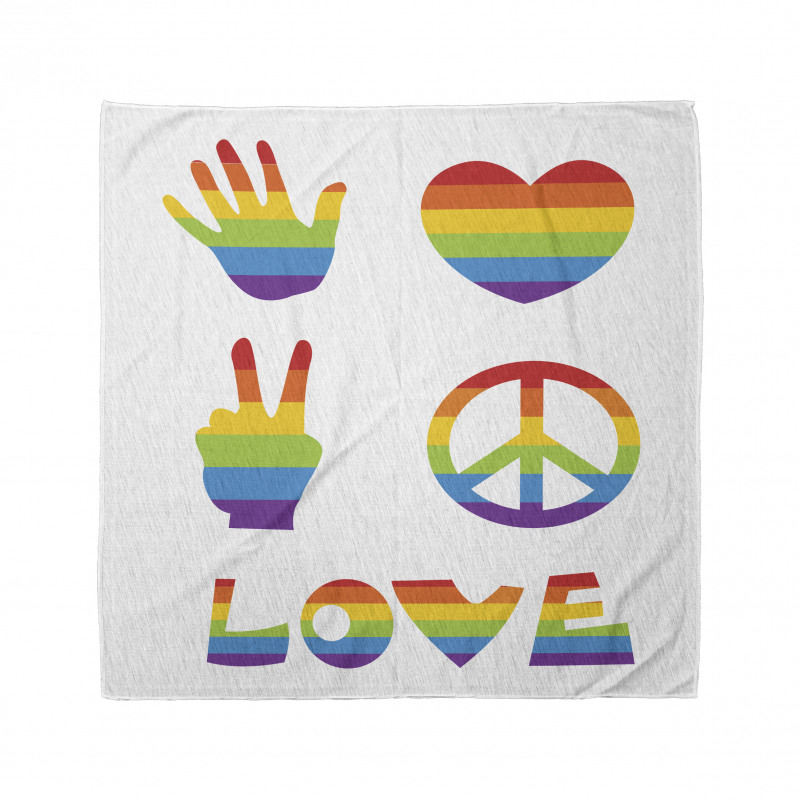 Rainbow Colors Peace and Love Bandana