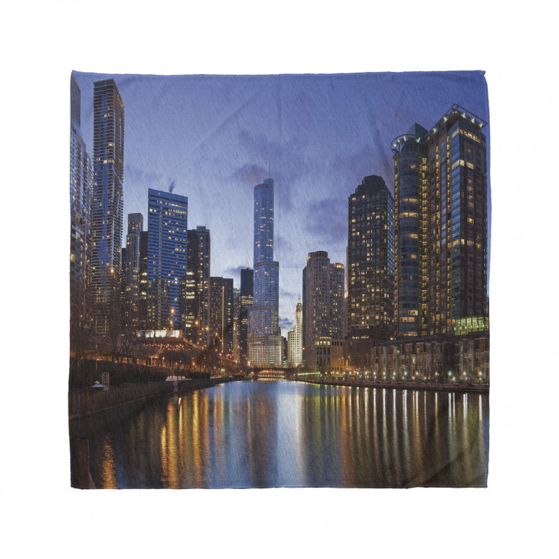 Chicago Riverside at Night Bandana