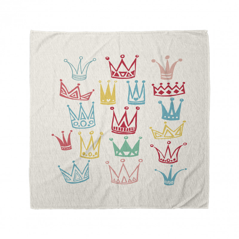 Cartoonish Colorful Crowns Bandana