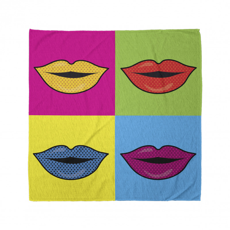 Colored Lips in Squares Bandana
