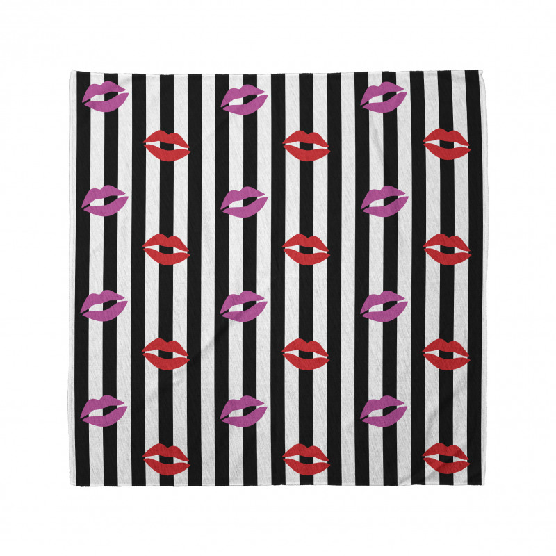 Lipstick Prints on Stripes Bandana