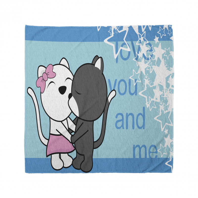 Love You and Me with Cats Bandana