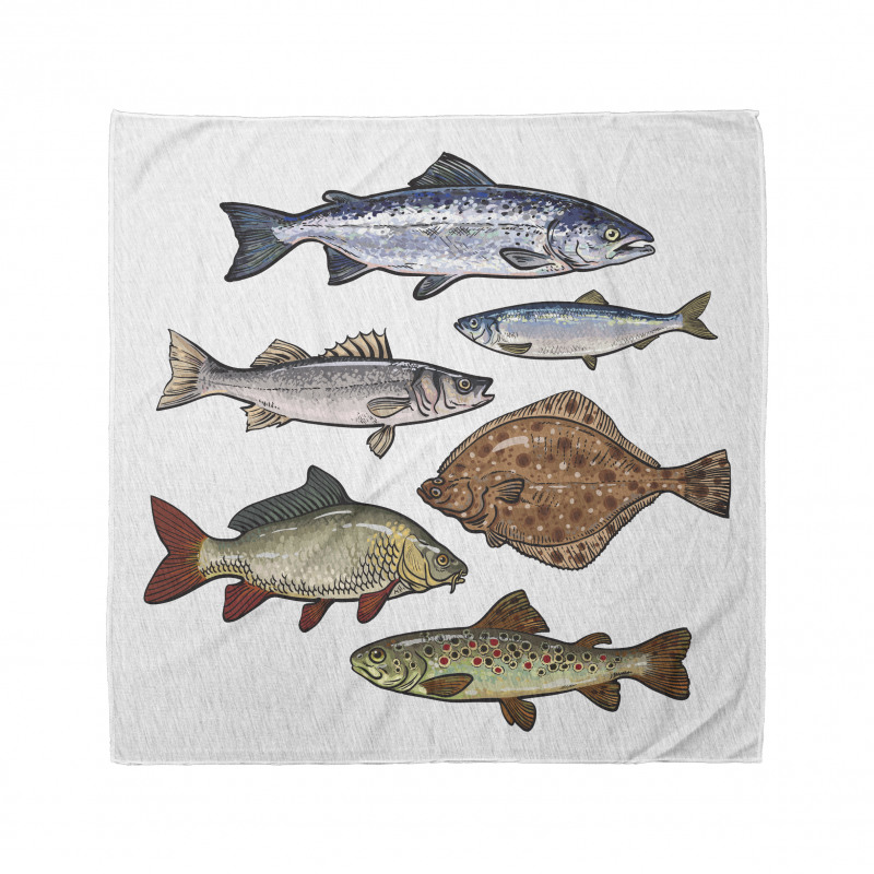 Drawn Various Species of Fish Bandana