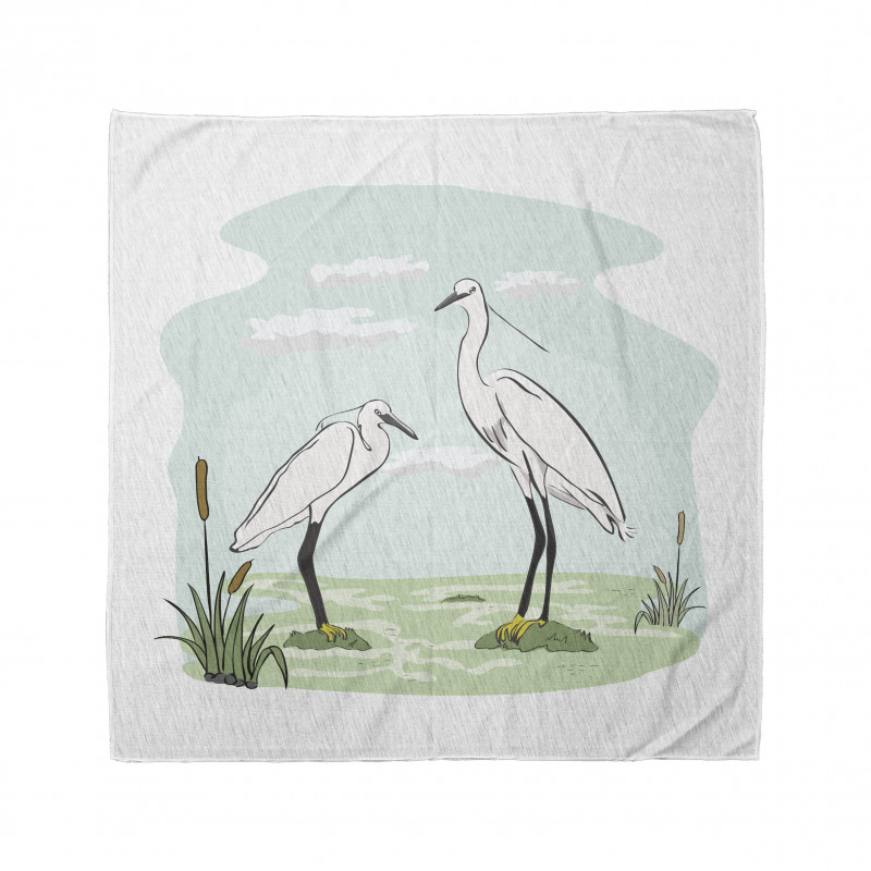 2 Herons in Marsh Cartoon Bandana