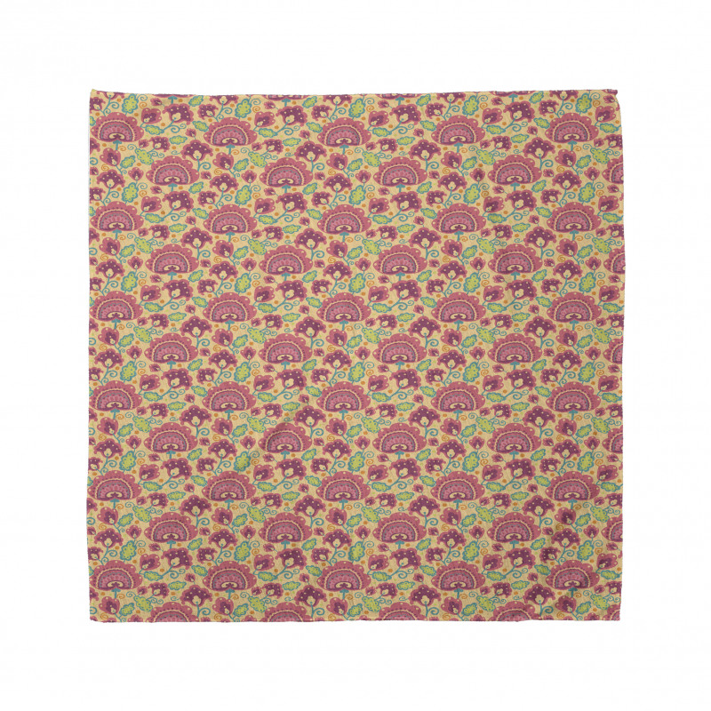 Curlicue Floral Motif Dots Bandana