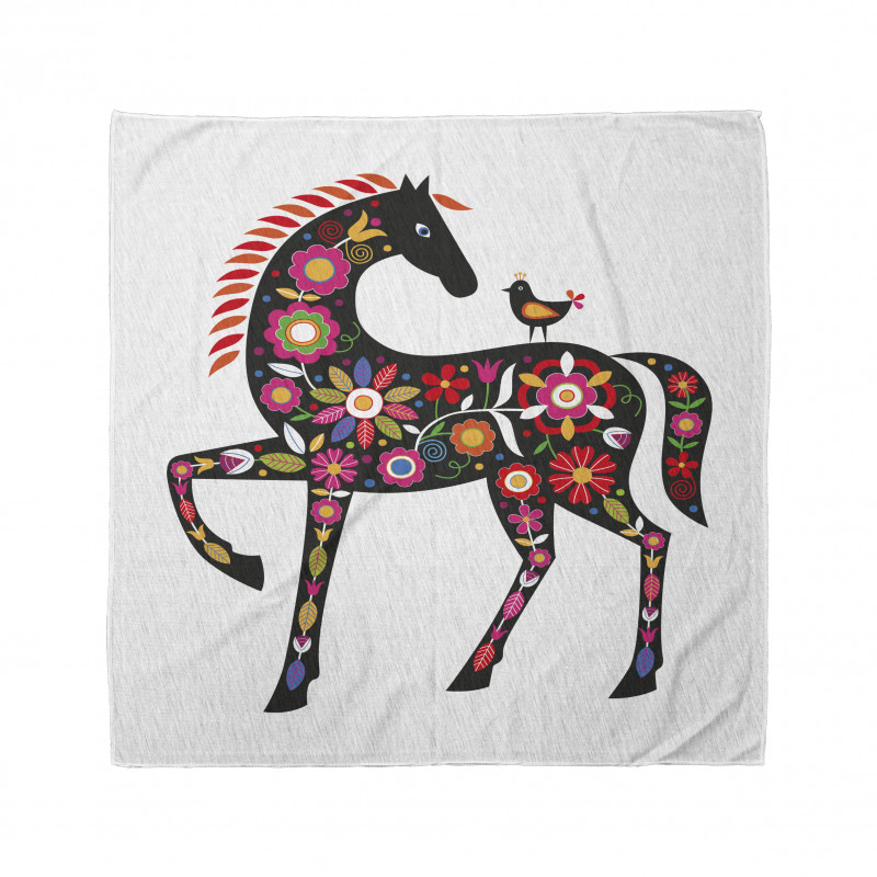 Floral Ornate Horse Bird Bandana