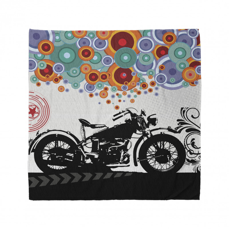 Retro Bandana Daireler Motosiklet Desenli