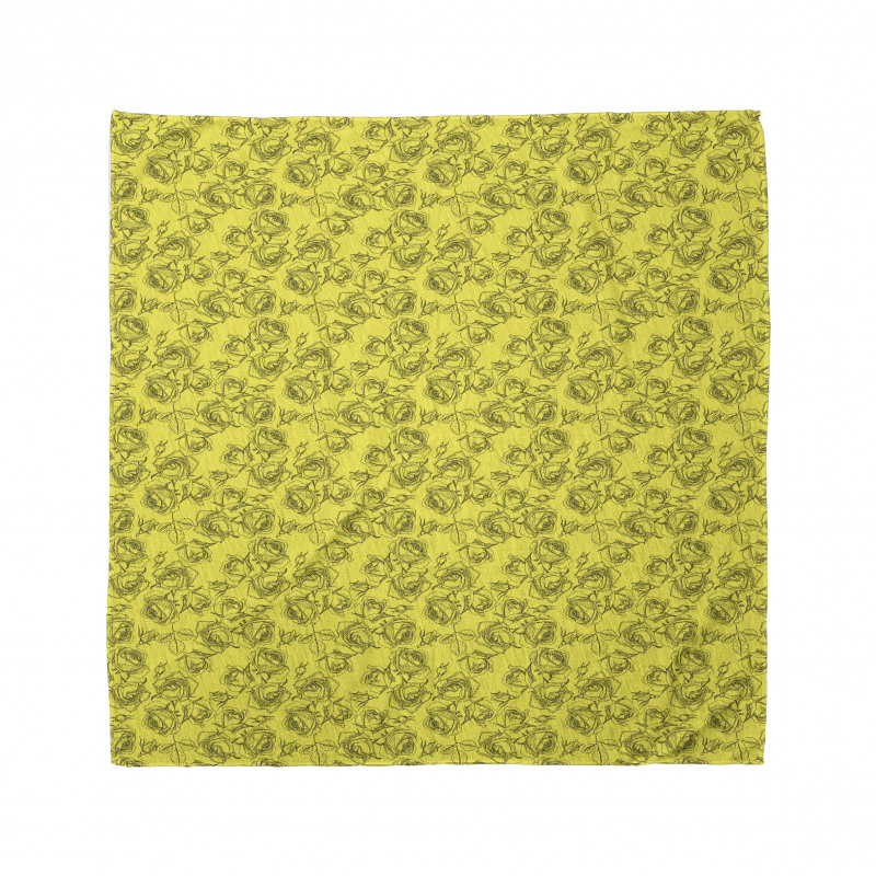 Modernistic Outline Roses Bandana