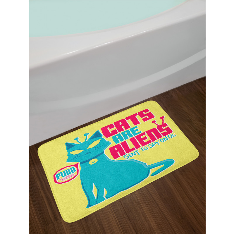 Cats are Aliens Cartoon Bath Mat