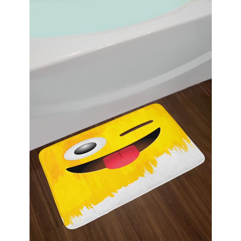 Winked Tongue Smiley Bath Mat