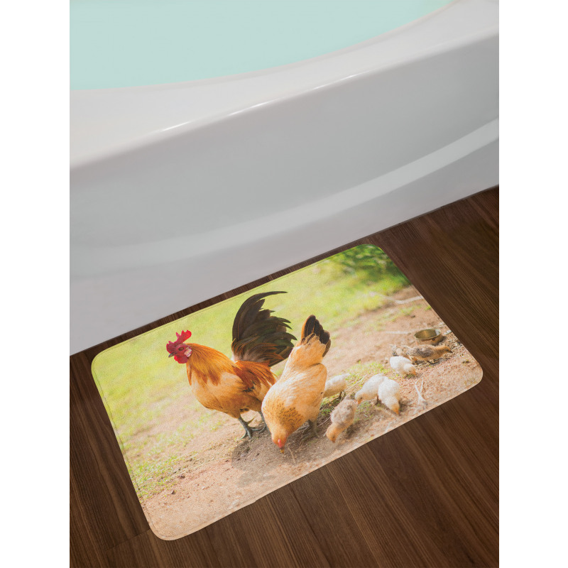 Chicken Family Photo Bath Mat