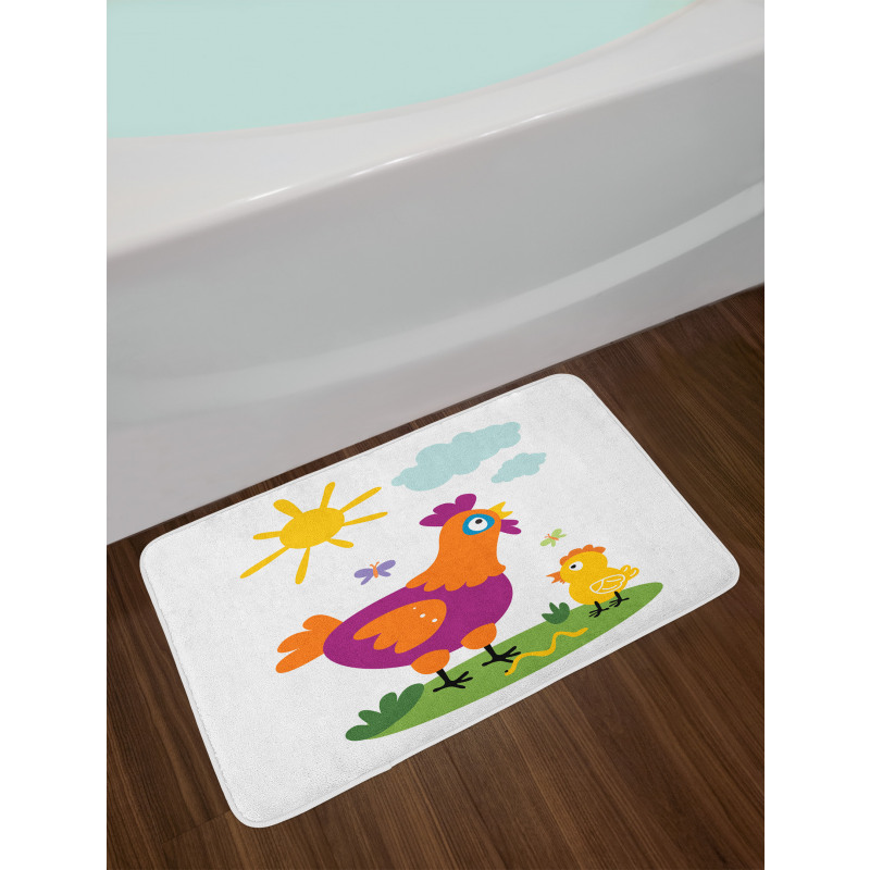 Chicken Baby Cartoon Bath Mat