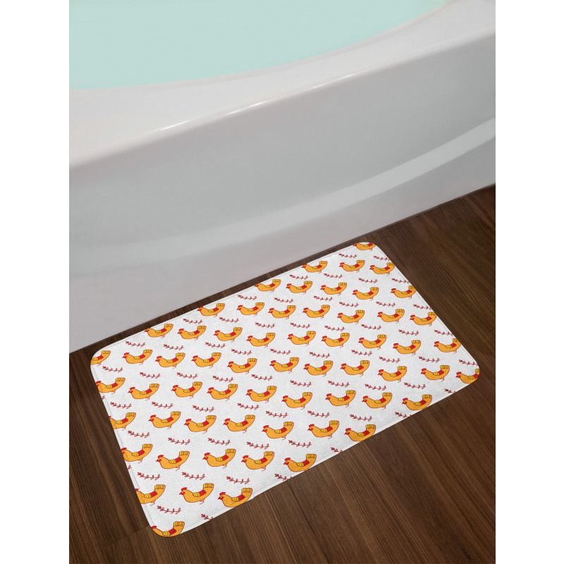 Doodle Chickens and Branches Bath Mat